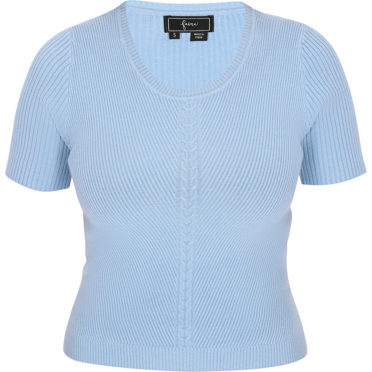Kurzarm-Pullover mit Zopfmuster-Detail
