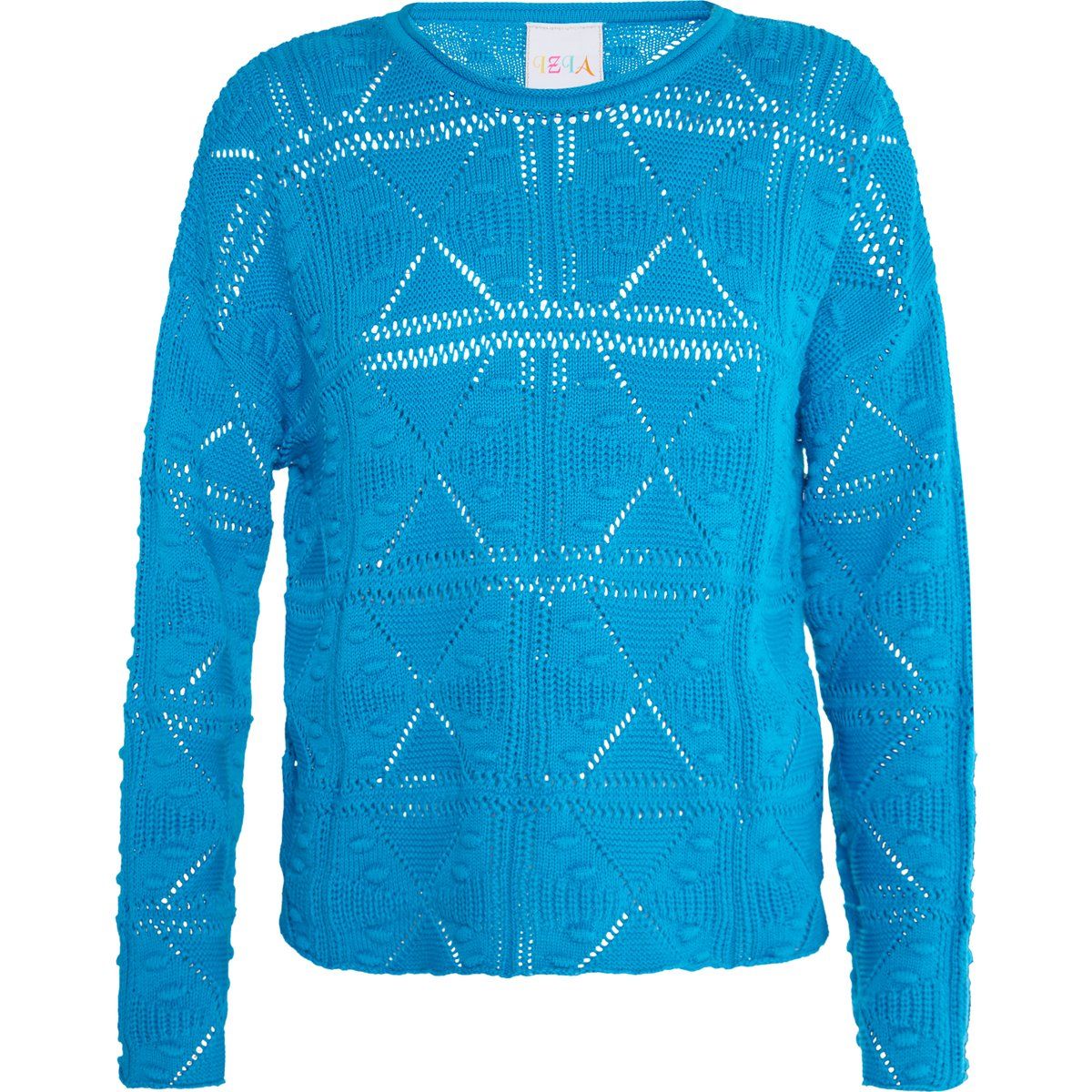 Feinstrick-Pullover mit geometrischem Lochmuster