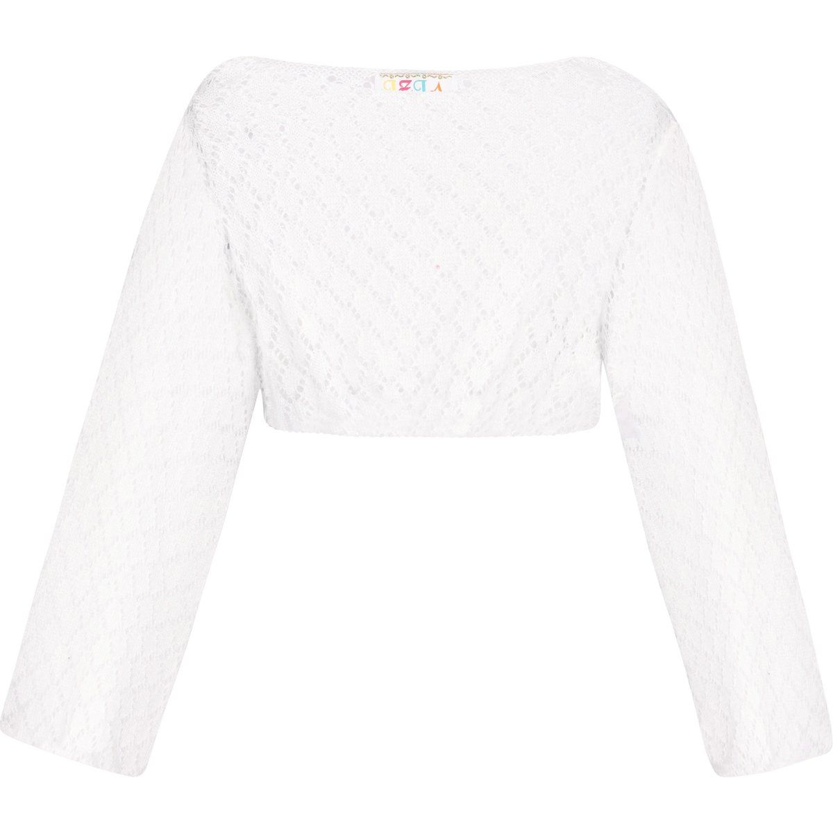 Kurz geschnittener Lochstrick-Pullover