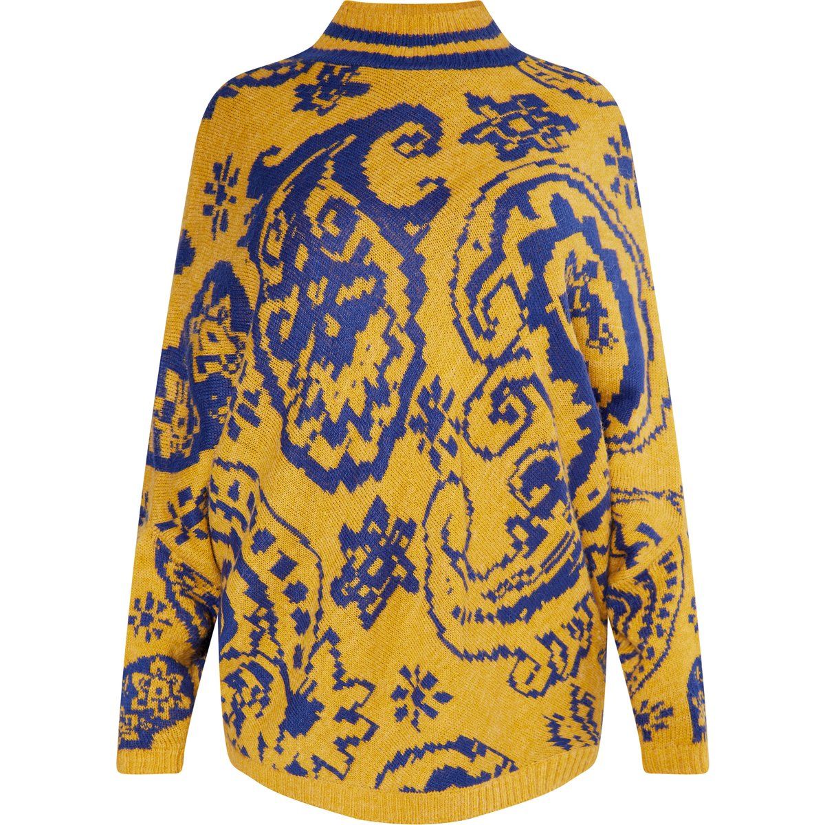 Lockerer Poncho-Pullover mit Paisleymuster