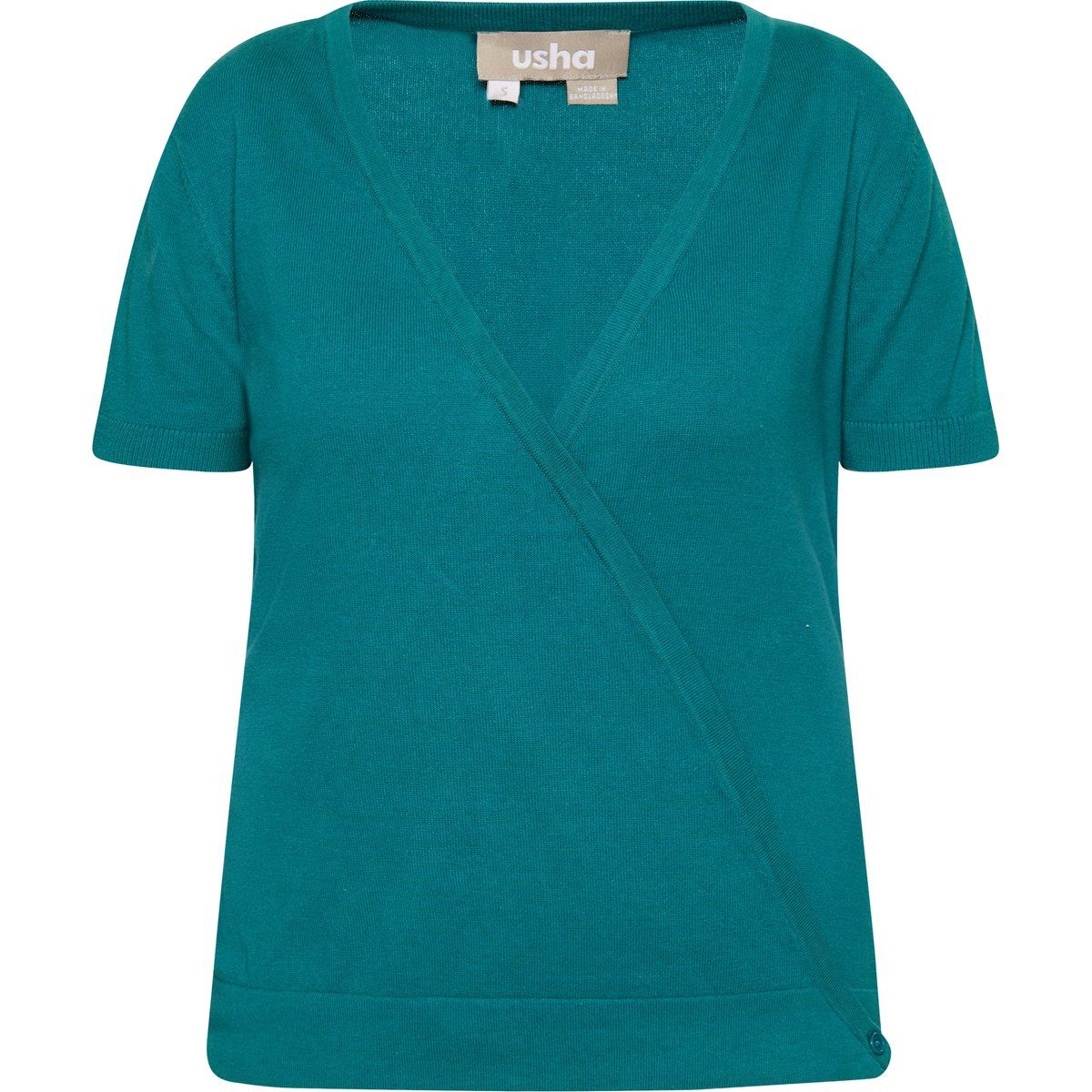 Kurzarm-Strickpullover in Wickeloptik
