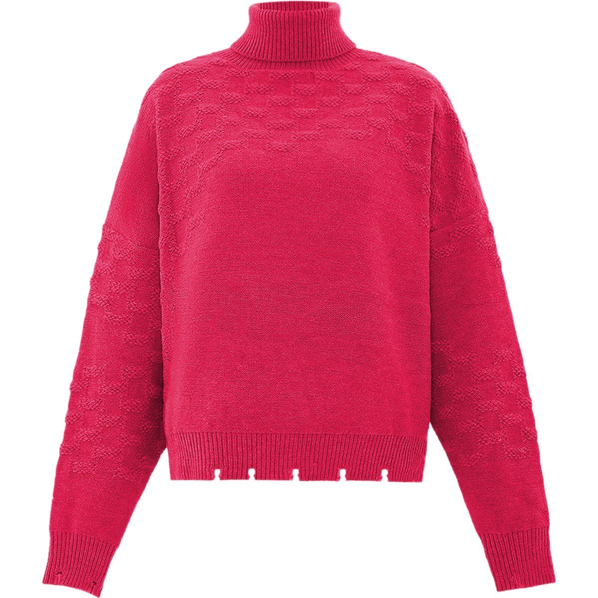 Strukturierter Rollkragenpullover mit Geometriemuster