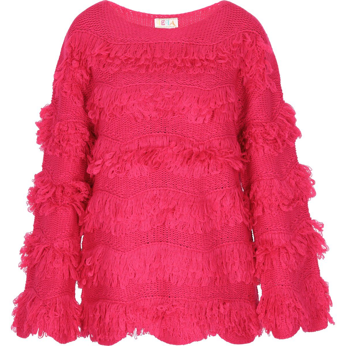 Gestufter Fransen-Strickpullover mit Lagen