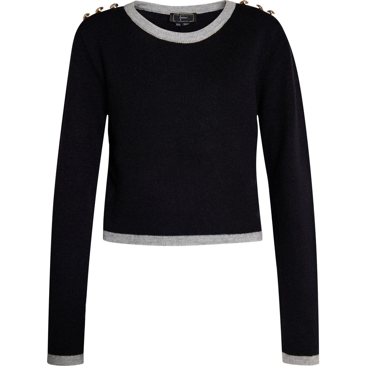 Eleganter Kurzstrickpullover mit Goldknöpfen