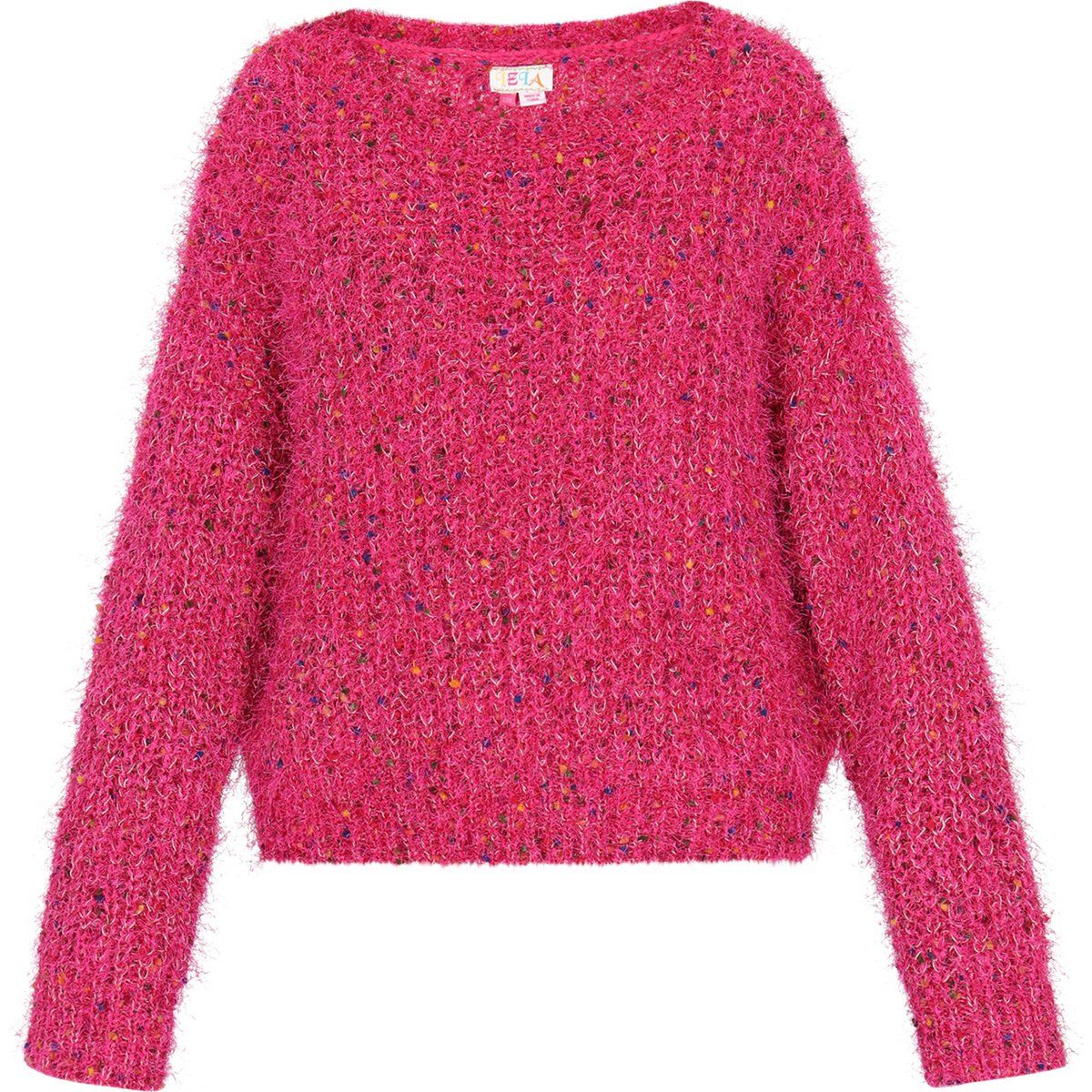 Flauschiger mehrfarbiger Melange-Strickpullover