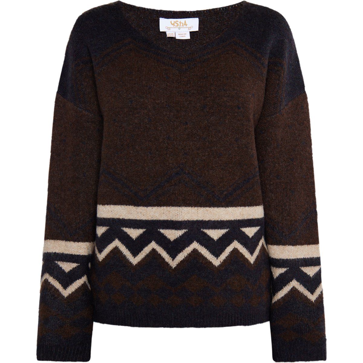 V-Ausschnitt Strickpullover mit geometrischem Muster