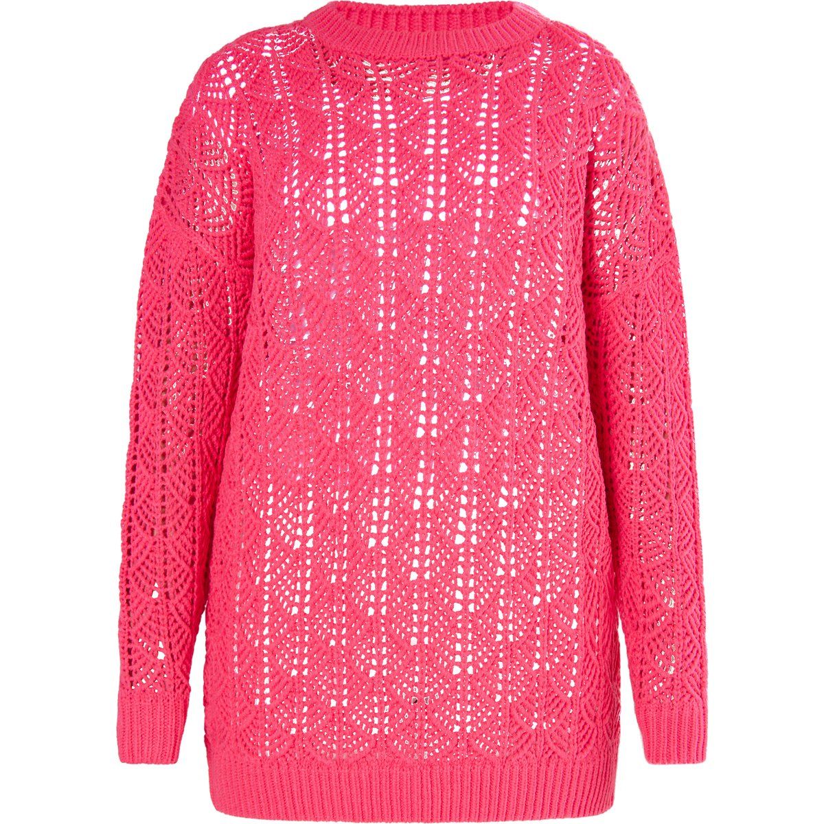 Oversized-Pullover in Häkelstrick-Optik