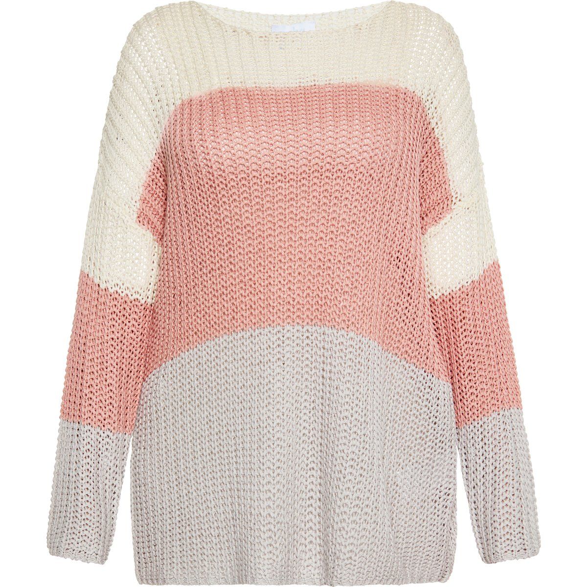 Strukturierter Color-Block Streifenpullover