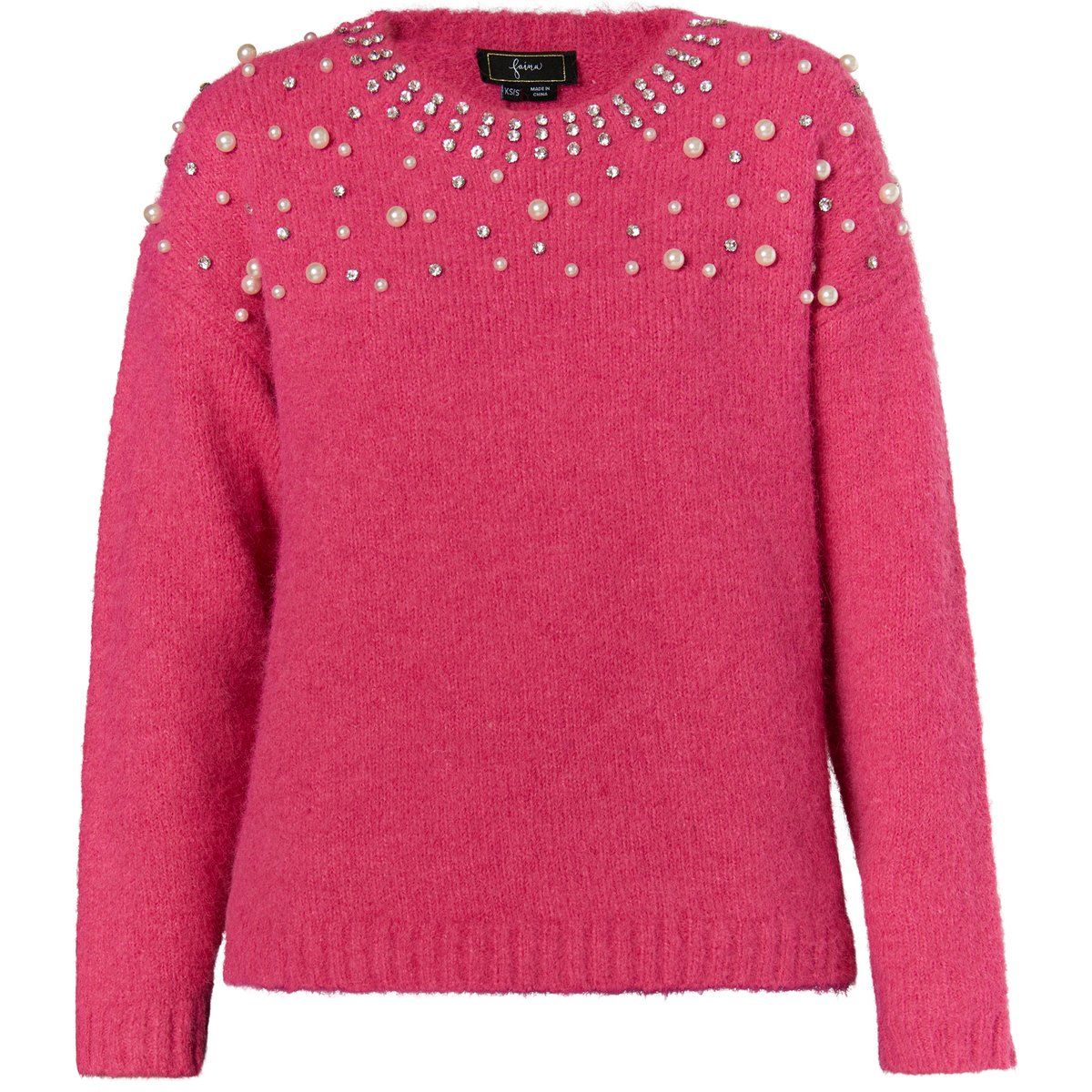 Eleganter Strickpullover mit Perlenbesatz