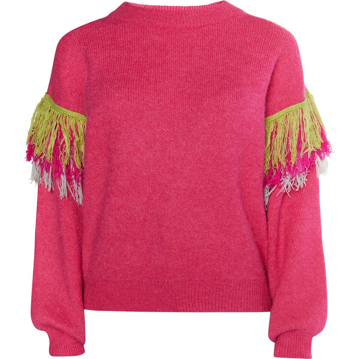 Boho-Strickpullover mit Fransen-Details