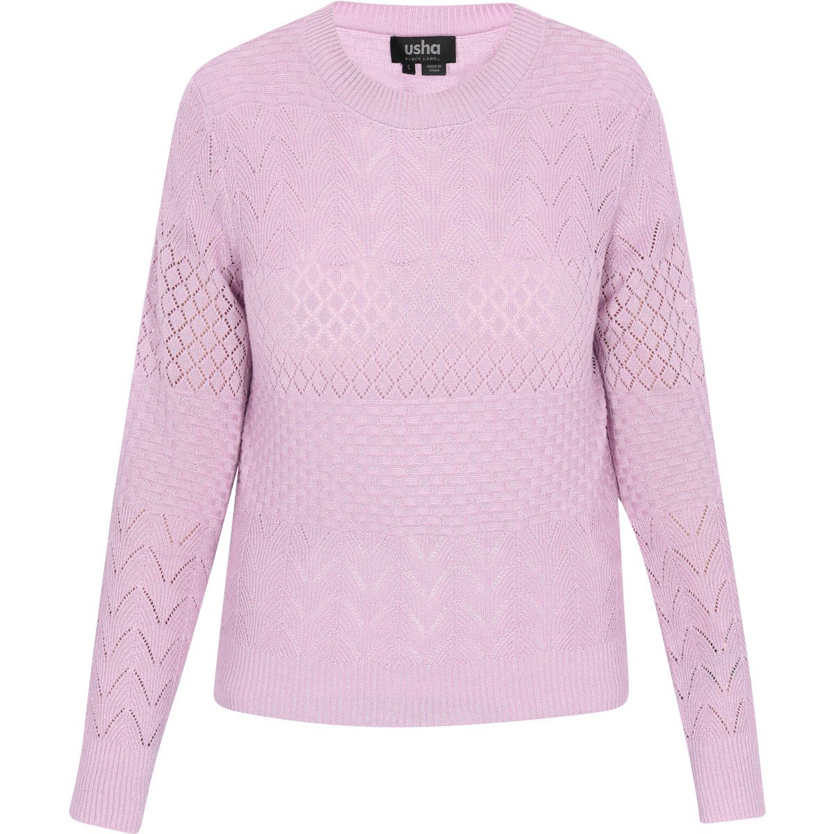 Schmal geschnittener Ajourstrick-Pullover