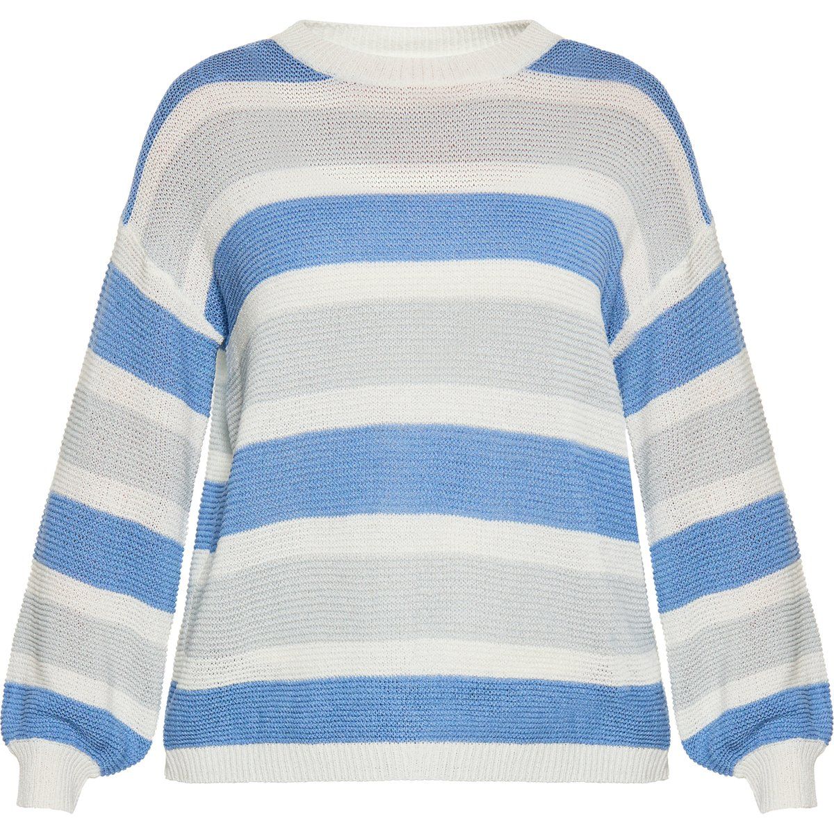 Gestreifter Strickpullover mit Ballonärmeln