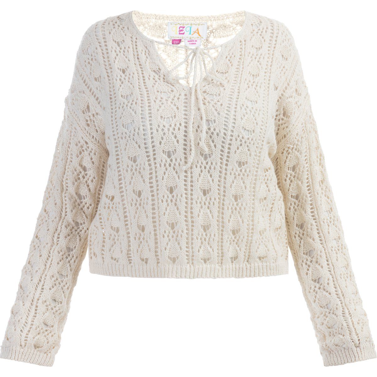 Boho-Häkelpullover mit Lochmuster