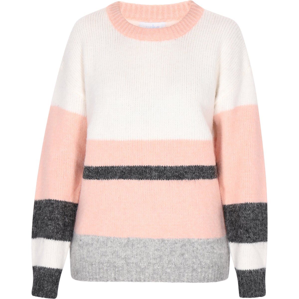 Gestreifter Strickpullover im Color-Block-Design
