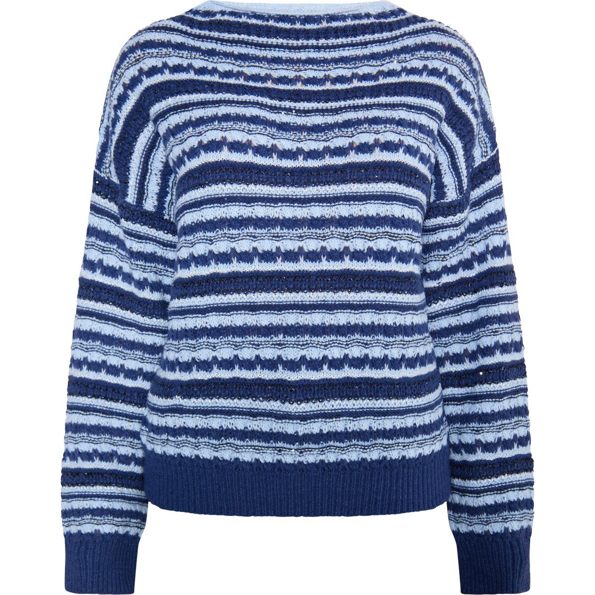 Strukturierter Streifenpullover mit Pailletten