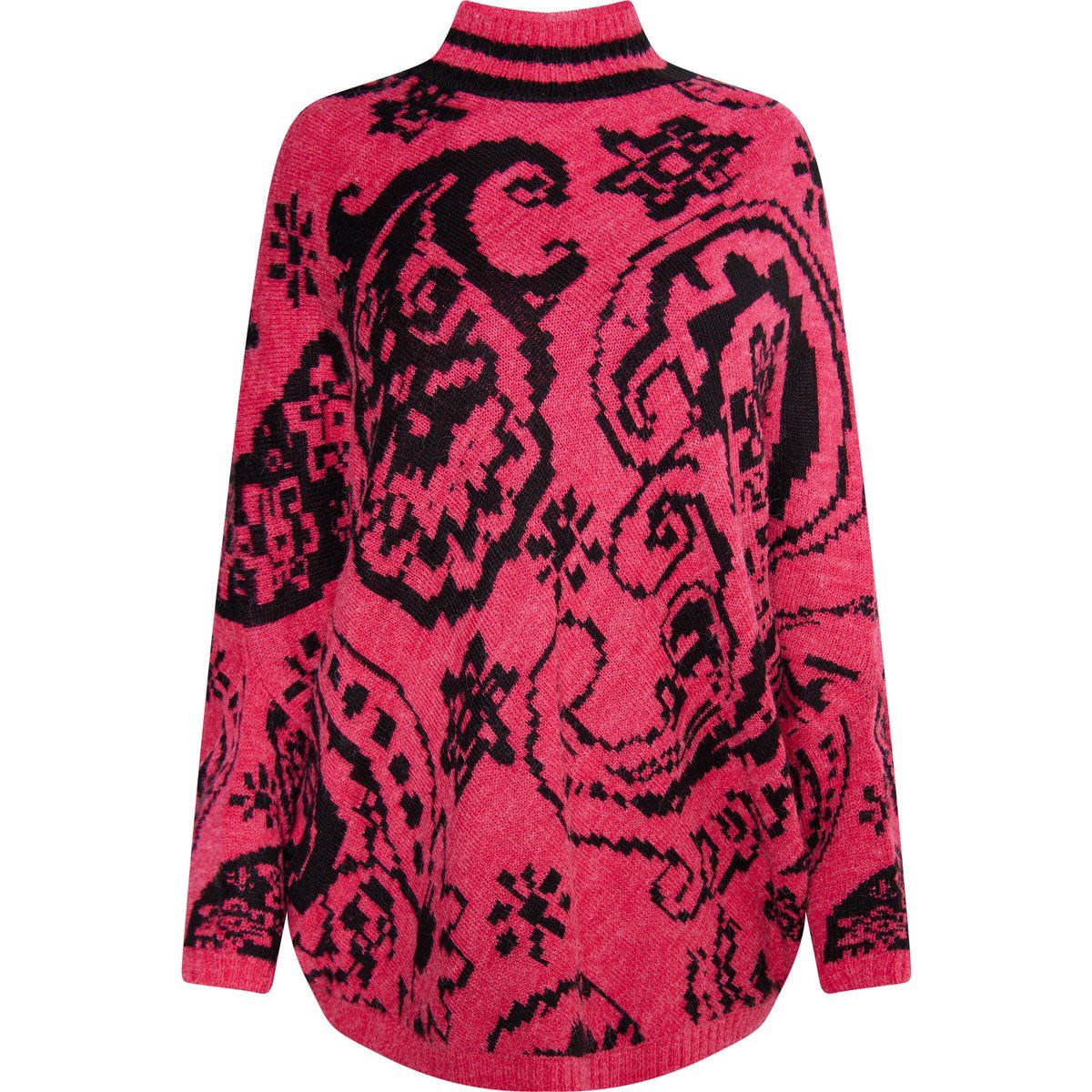 Relaxter Strickponcho mit Paisleymuster