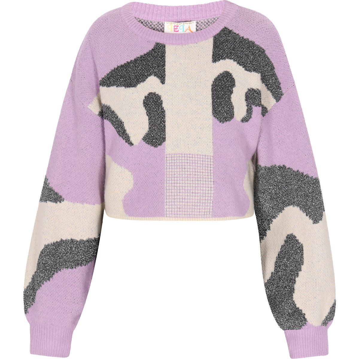 Kurz geschnittener abstrakter Patchwork-Pullover