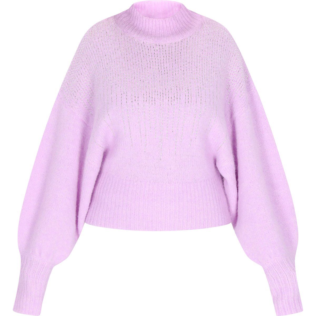 Verzierter Strickpullover mit Fledermausärmeln