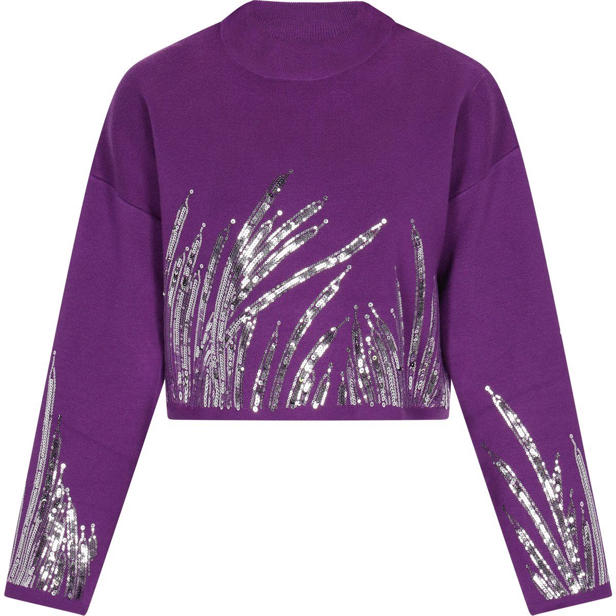 Schimmernder Kurz-Strickpullover mit Pailletten
