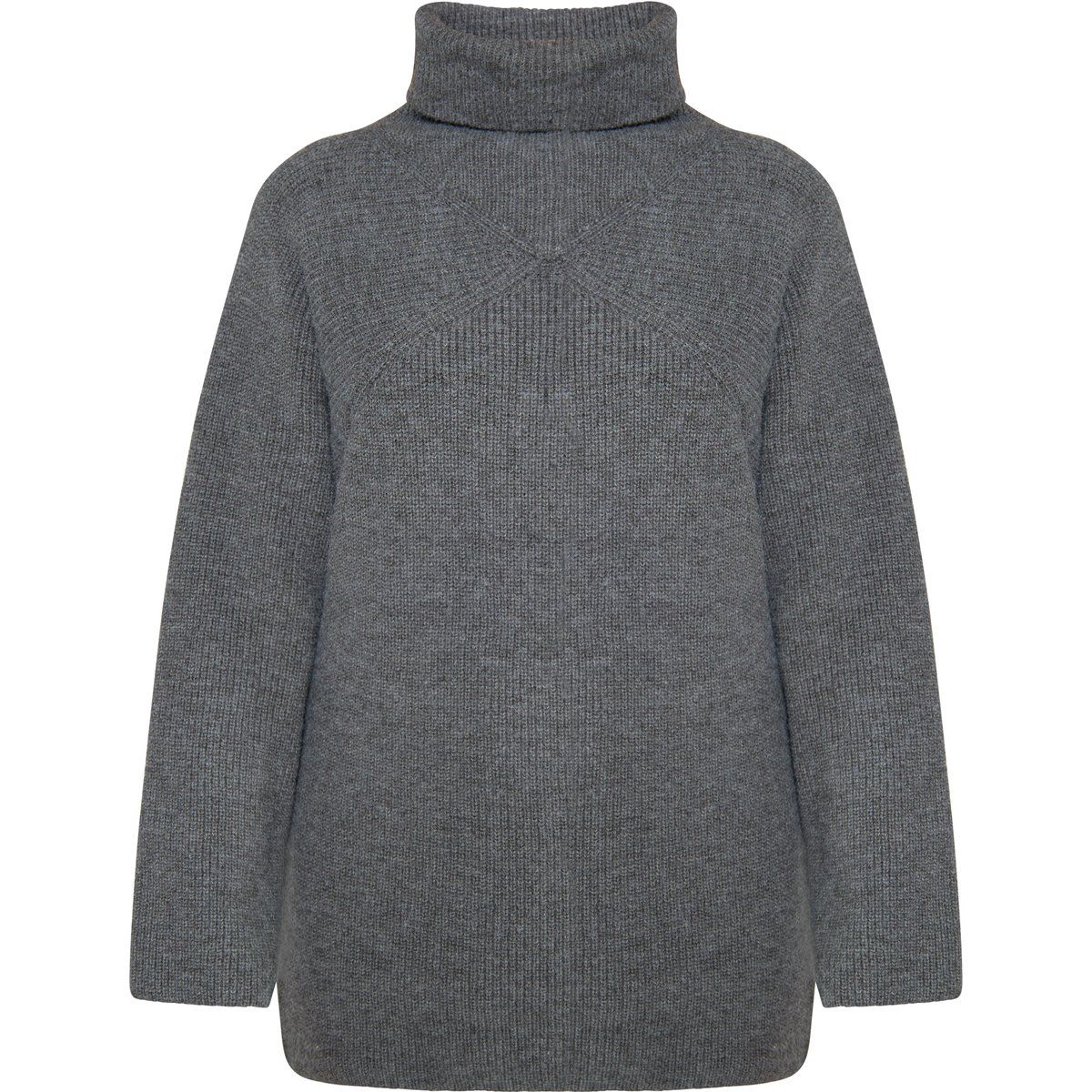 Lockerer Rollkragenpullover in Rippenstrick