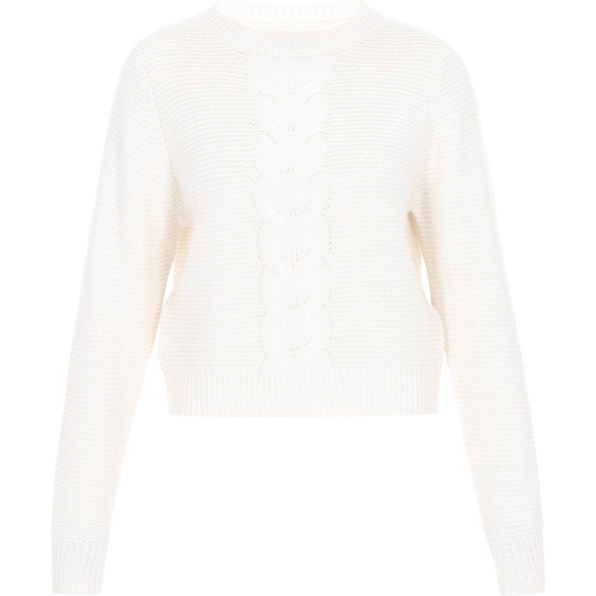 Zopfmuster-Pullover mit Rundhalsausschnitt