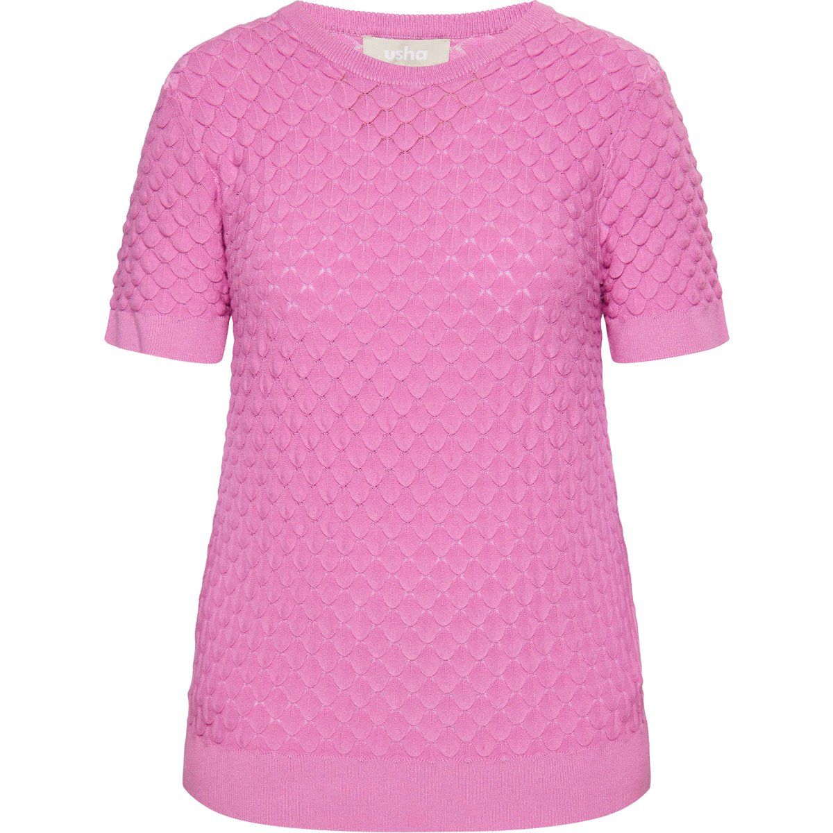 Kurzarm-Stricktop mit Schuppenstruktur