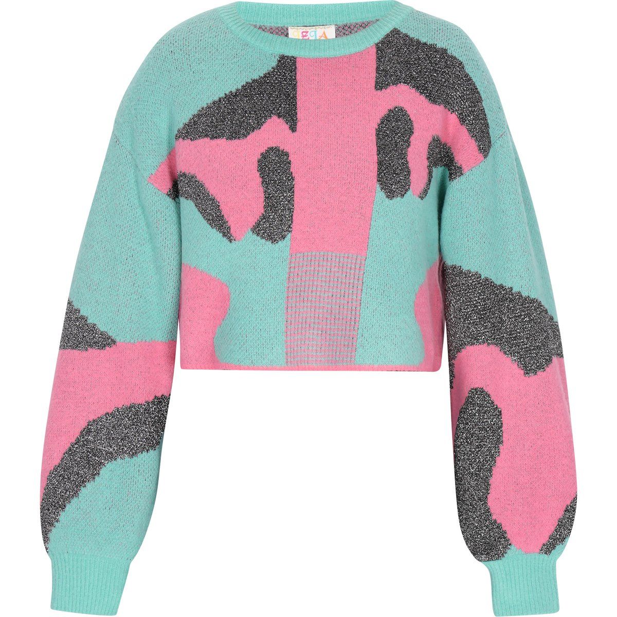 Kurzer Strickpullover mit abstraktem Muster