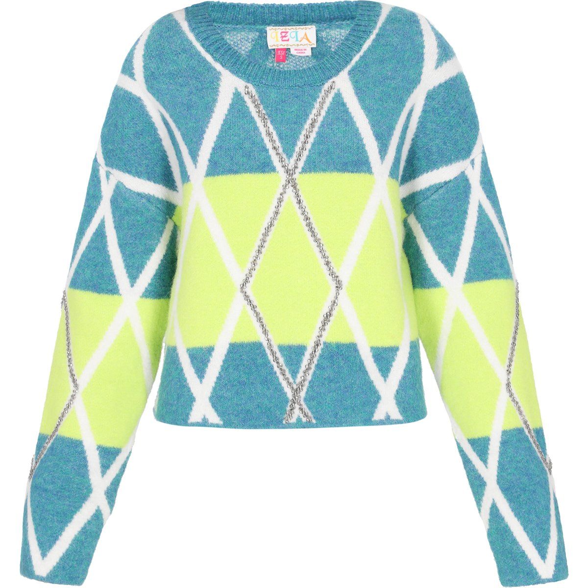 Geometrischer Strickpullover mit Rautenmuster