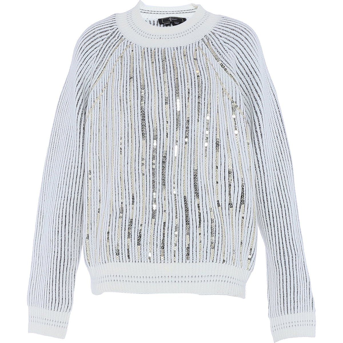 Rippstrick-Pullover mit Pailletten-Besatz
