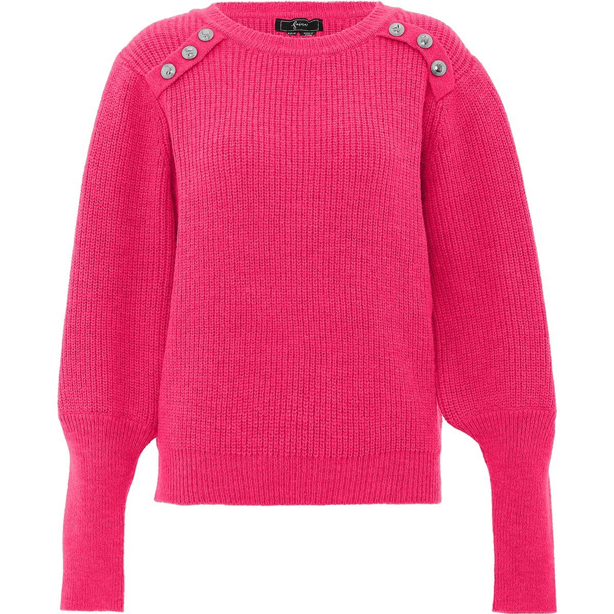 Rippstrickpullover mit dekorativen Schulterknöpfen