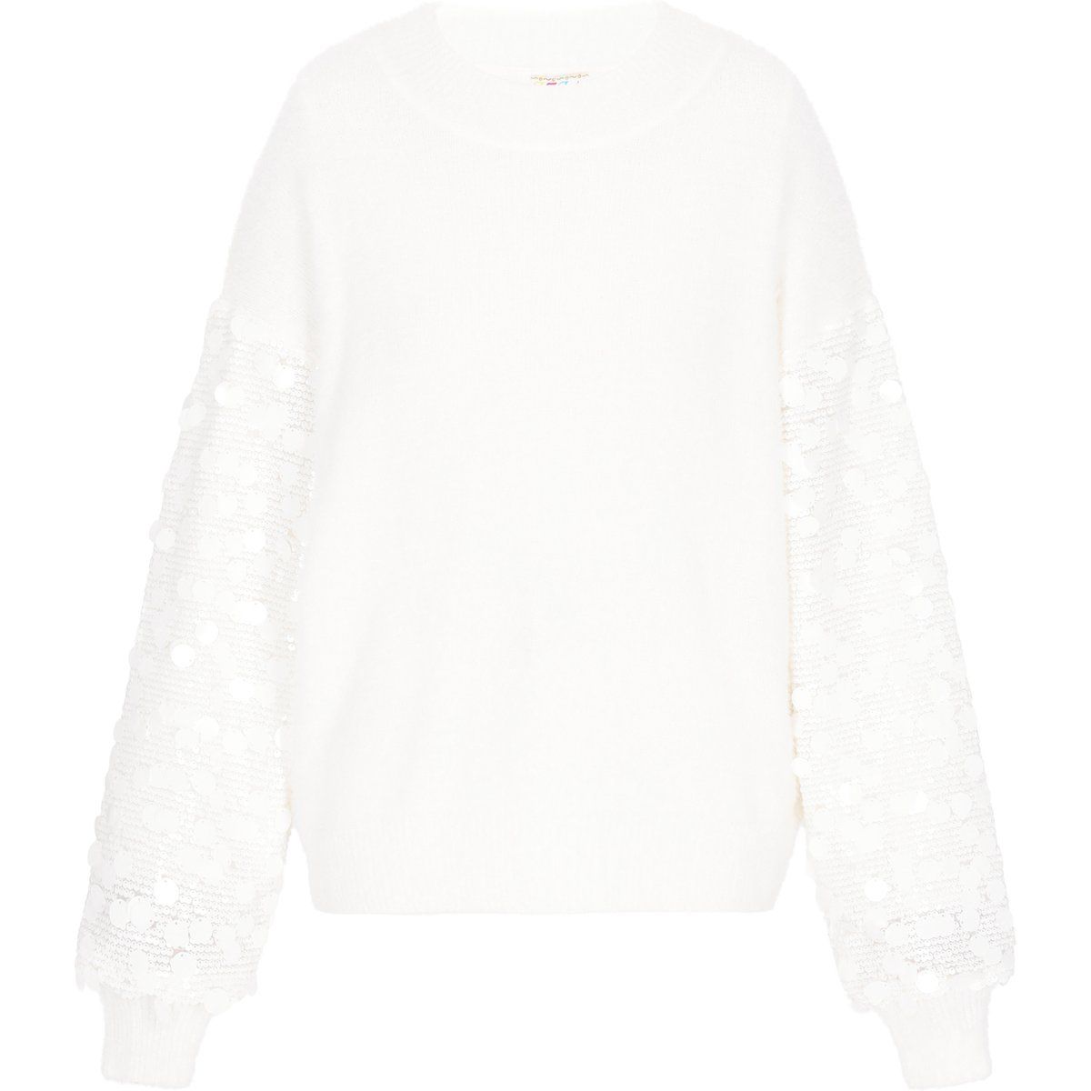 Paillettenbesetzter Pullover mit Laternenärmeln