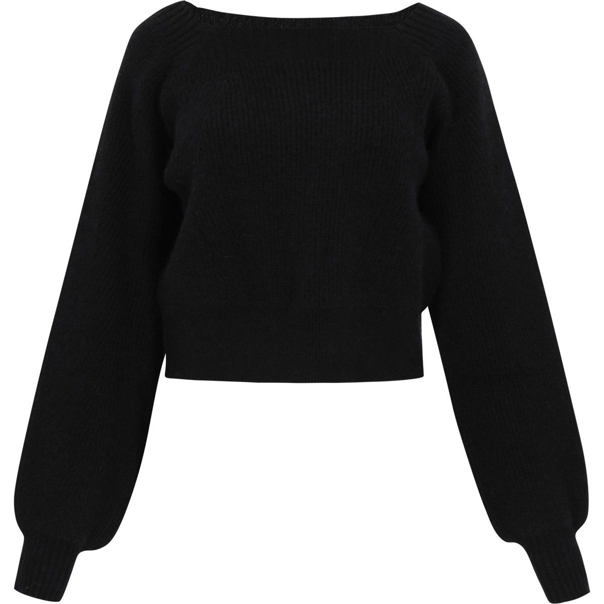 Verkürzter Strickpullover mit U-Boot-Ausschnitt