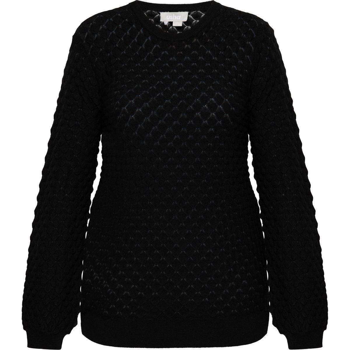 Crewneck-Strickpullover mit Schuppen-Struktur