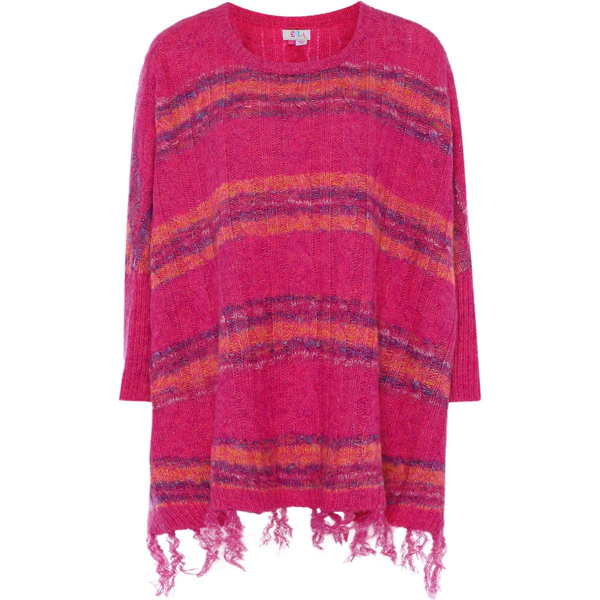 Gestreifter Oversized-Strickpullover mit Fransen