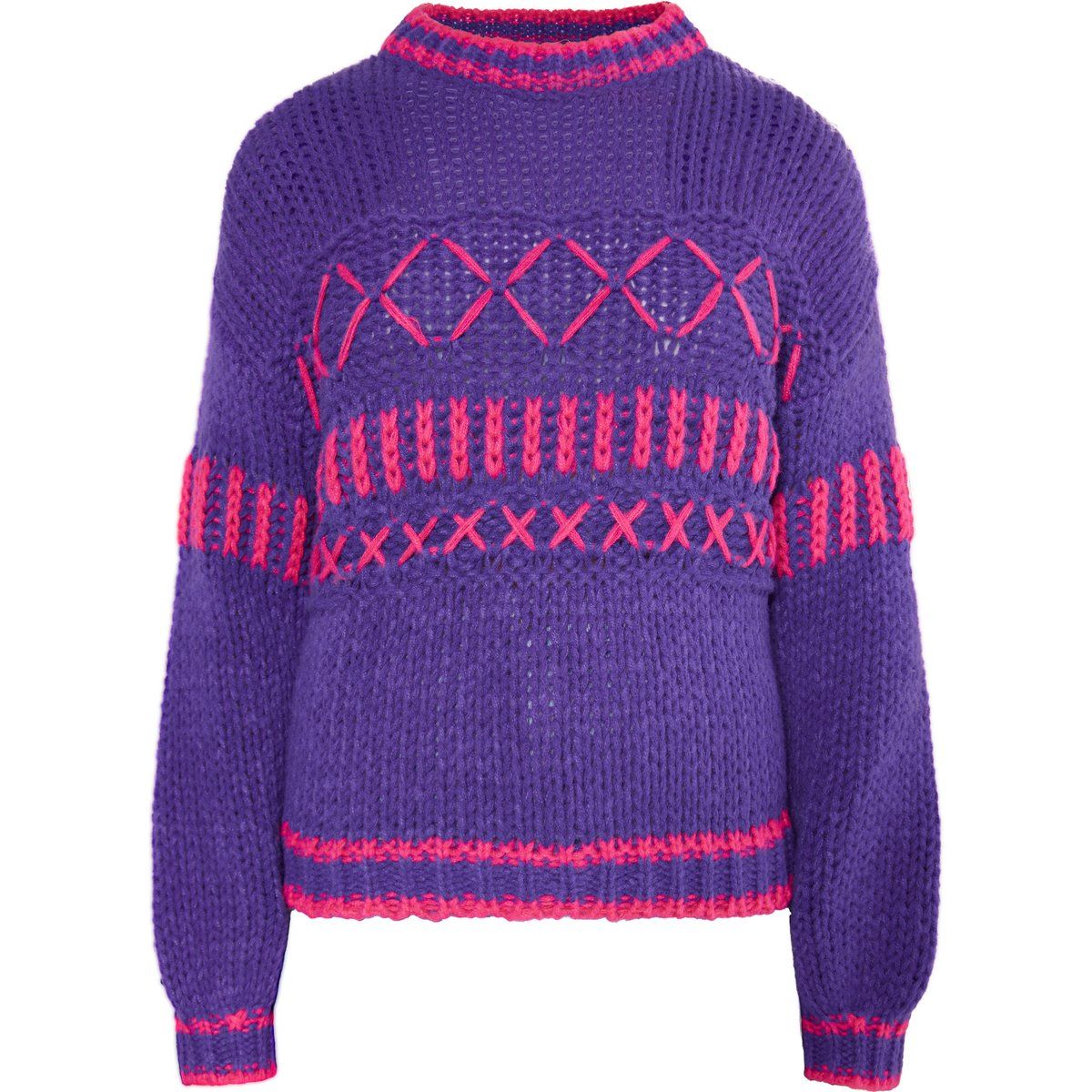 Grobstrickpullover mit Stickerei-Details