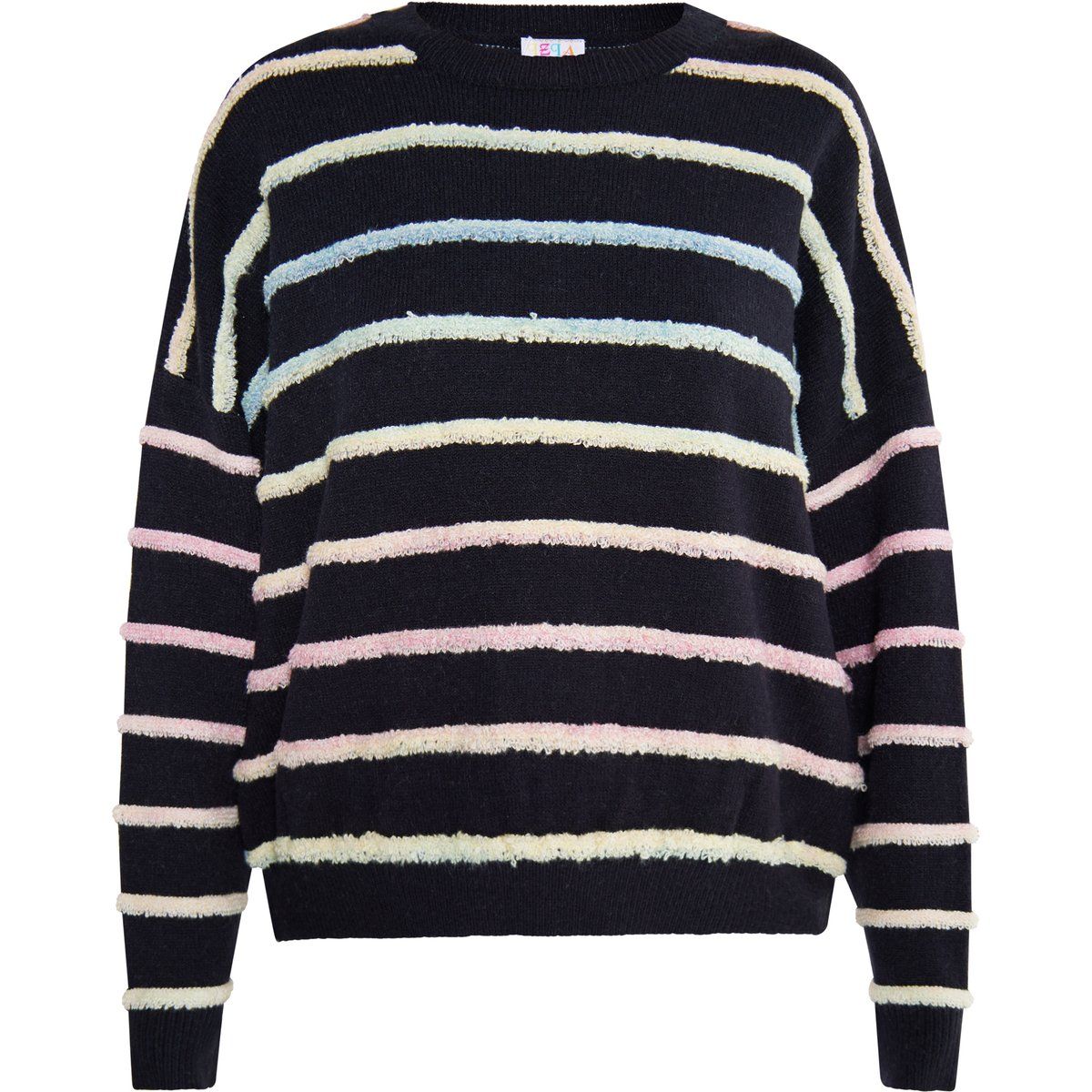 Strukturierter gestreifter Rundhals-Pullover