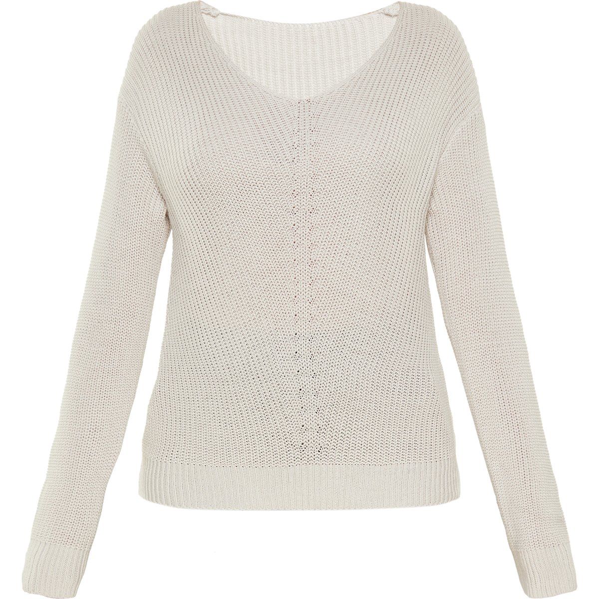 Strukturierter Strickpullover mit V-Ausschnitt
