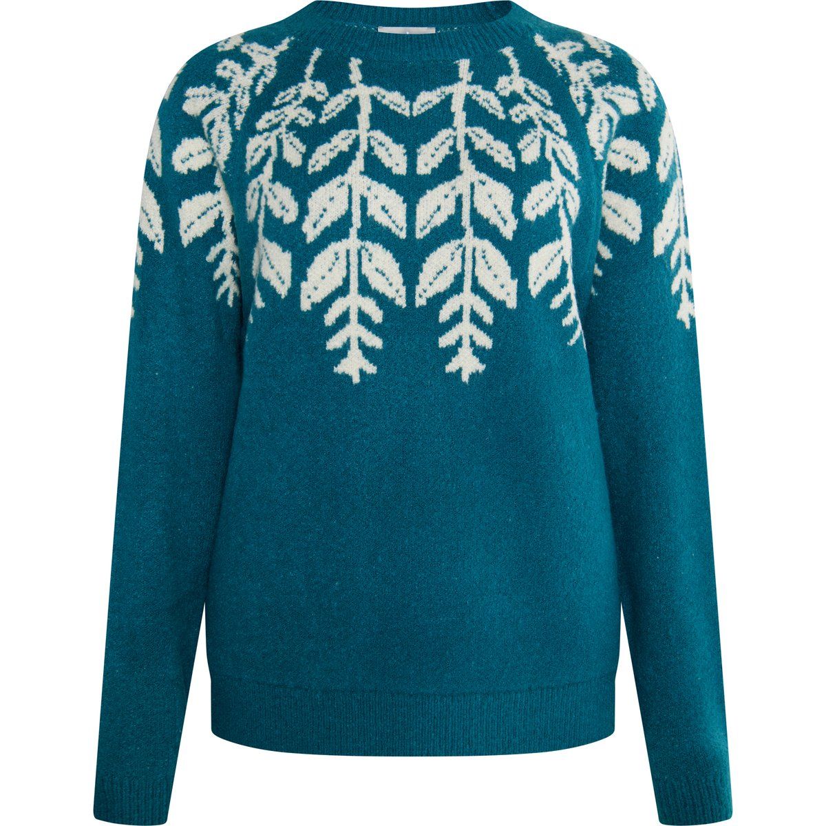 Strickpullover mit Blattmuster-Intarsien