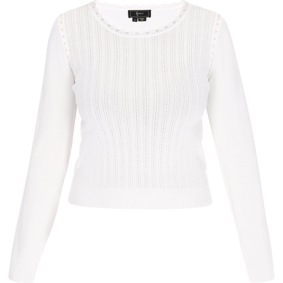 Eleganter Rippstrick mit Perlendetails