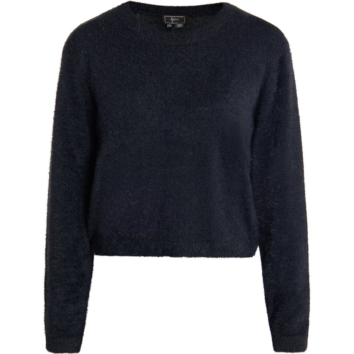 Flauschiger Feinstrickpullover in Cropped-Optik