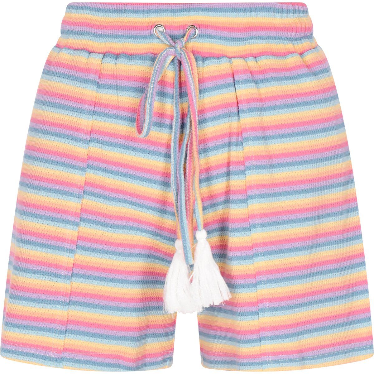 Gestreifte Strickshorts mit Kordelzug