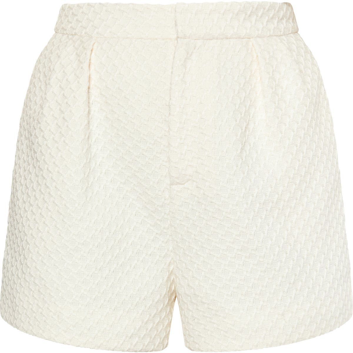 Hochtaillierte Bouclé-Shorts mit Bundfalten