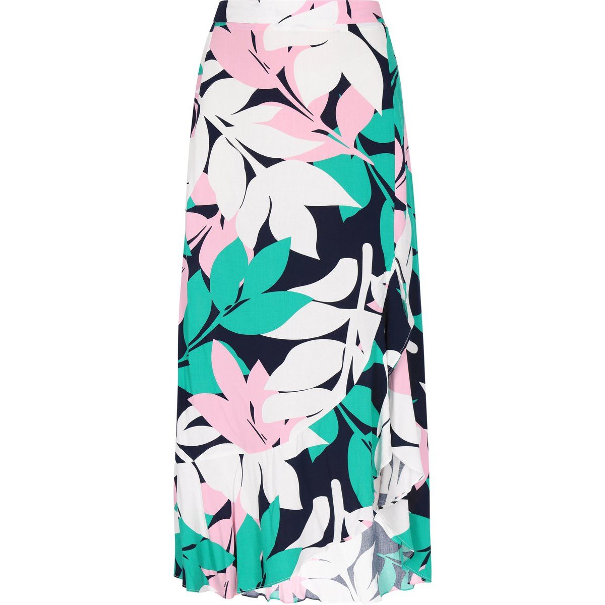 Asymmetrischer Maxi-Wickelrock mit Blumenmuster