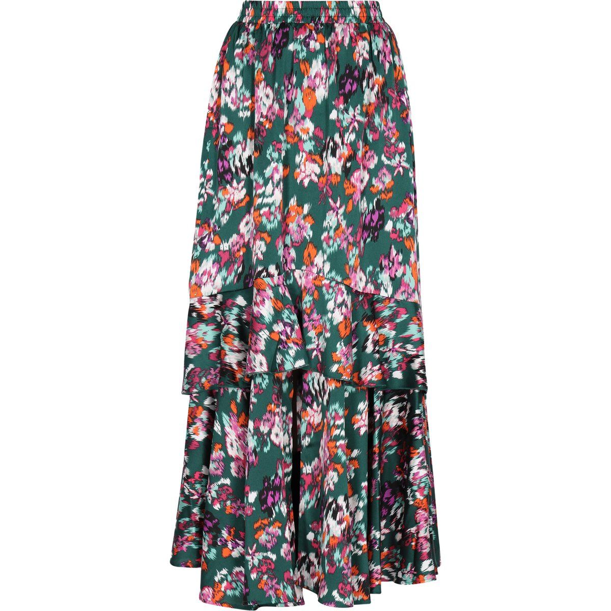 Luftiger gestufter Floral-Maxirock
