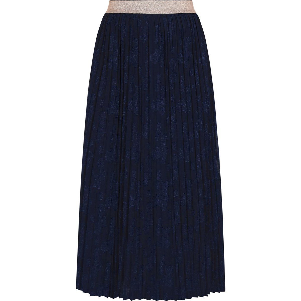 Plissee-Maxirock mit floralem Jacquard-Muster