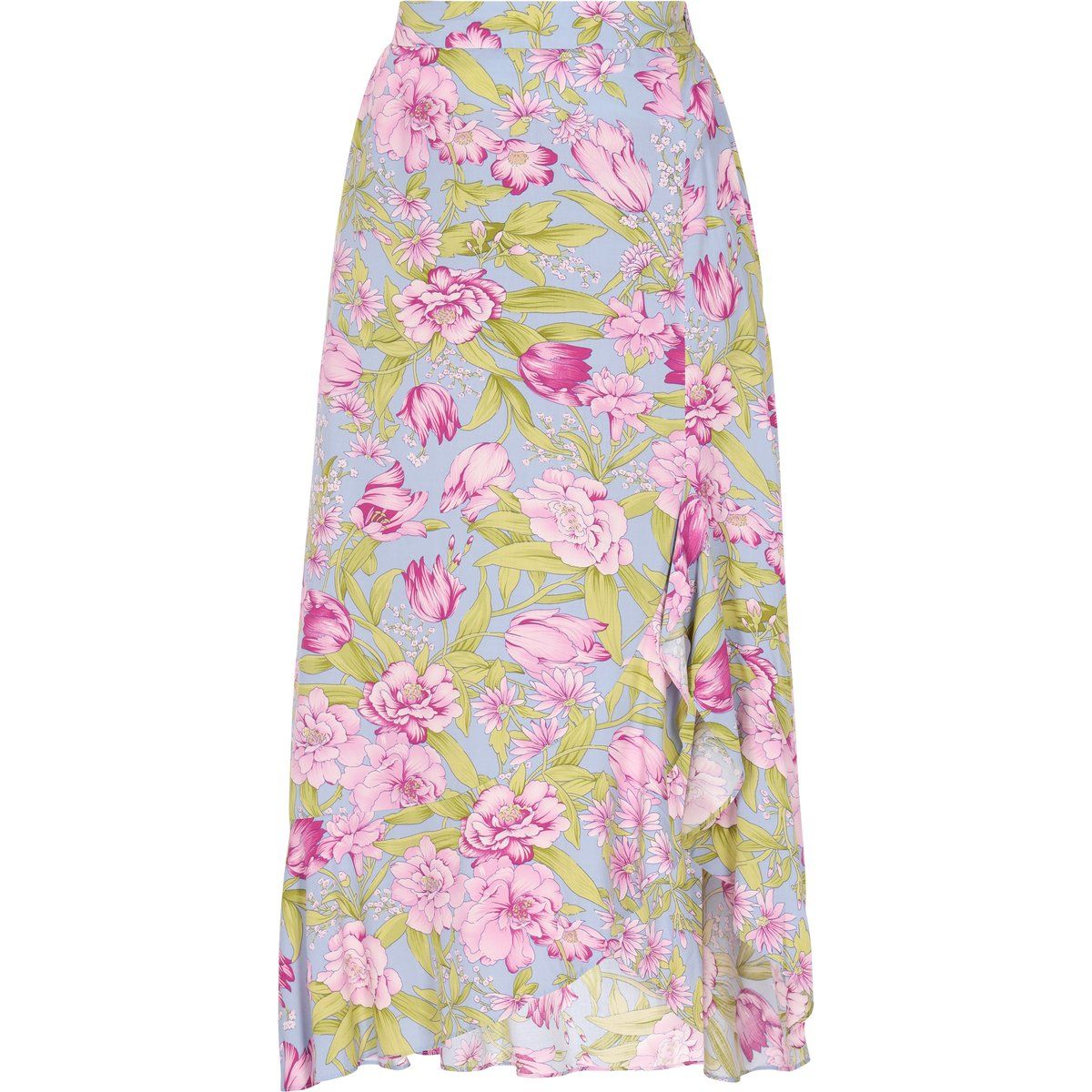 Midirock mit Blumenmuster und Rüschen