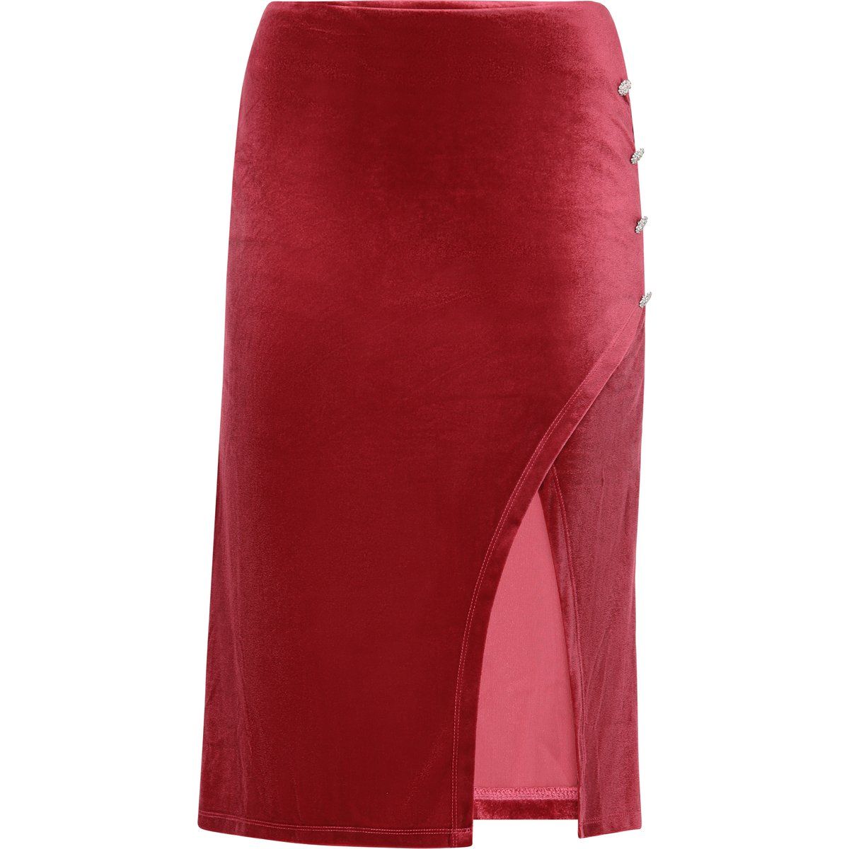 Eleganter Samt-Midirock mit Schlitz