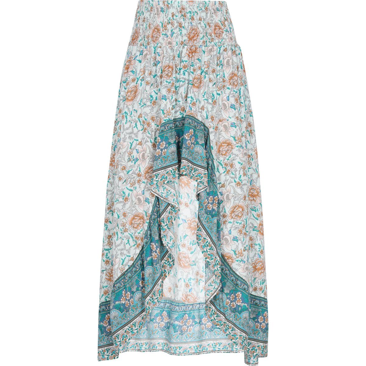 Fließender High-Low Boho-Blumenrock