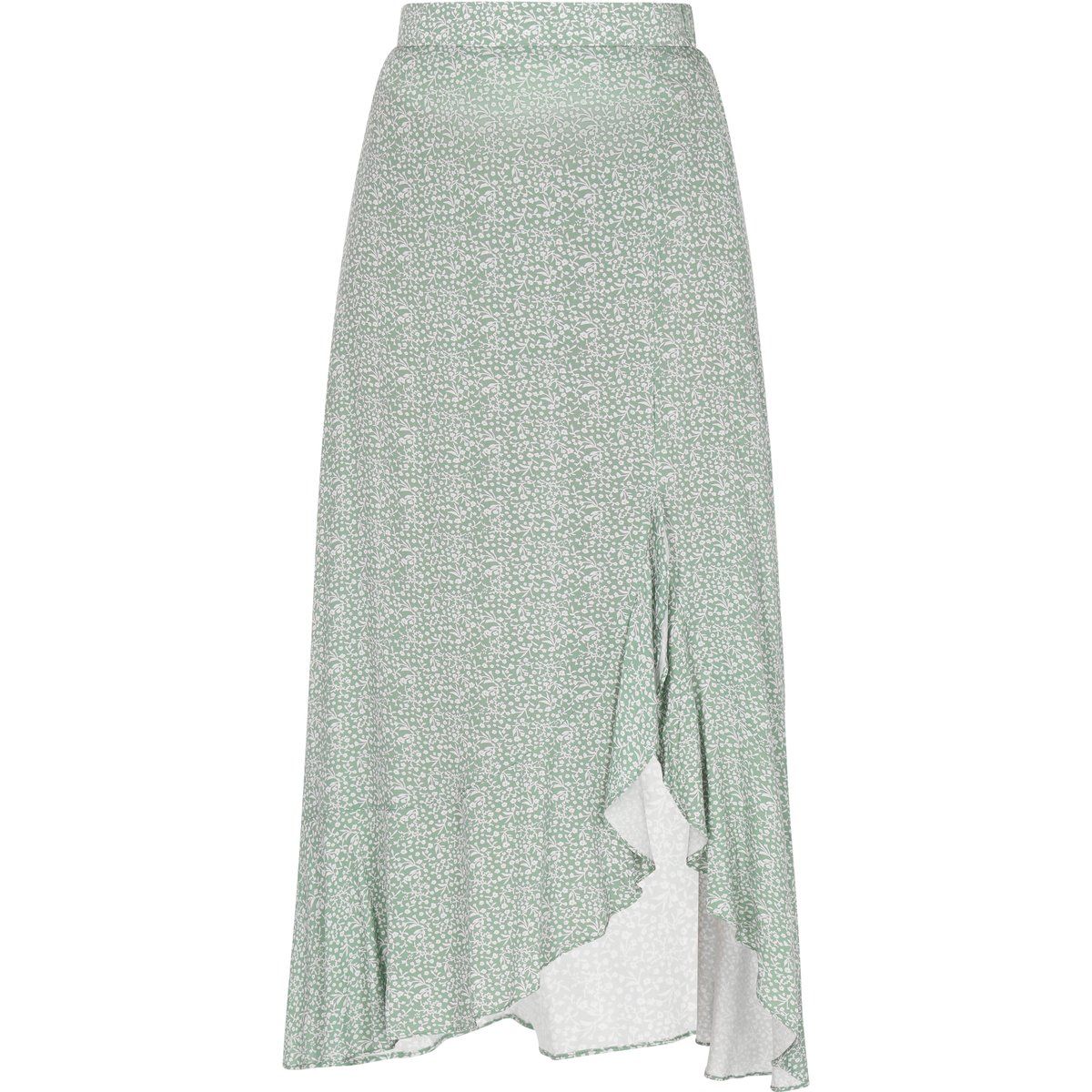 Midi-Rock mit Blumenmuster und Volants
