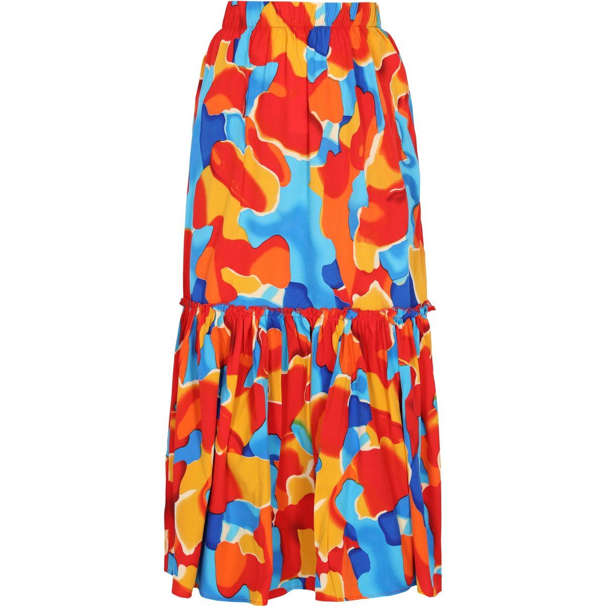 Stufiger Maxirock mit Abstract-Print